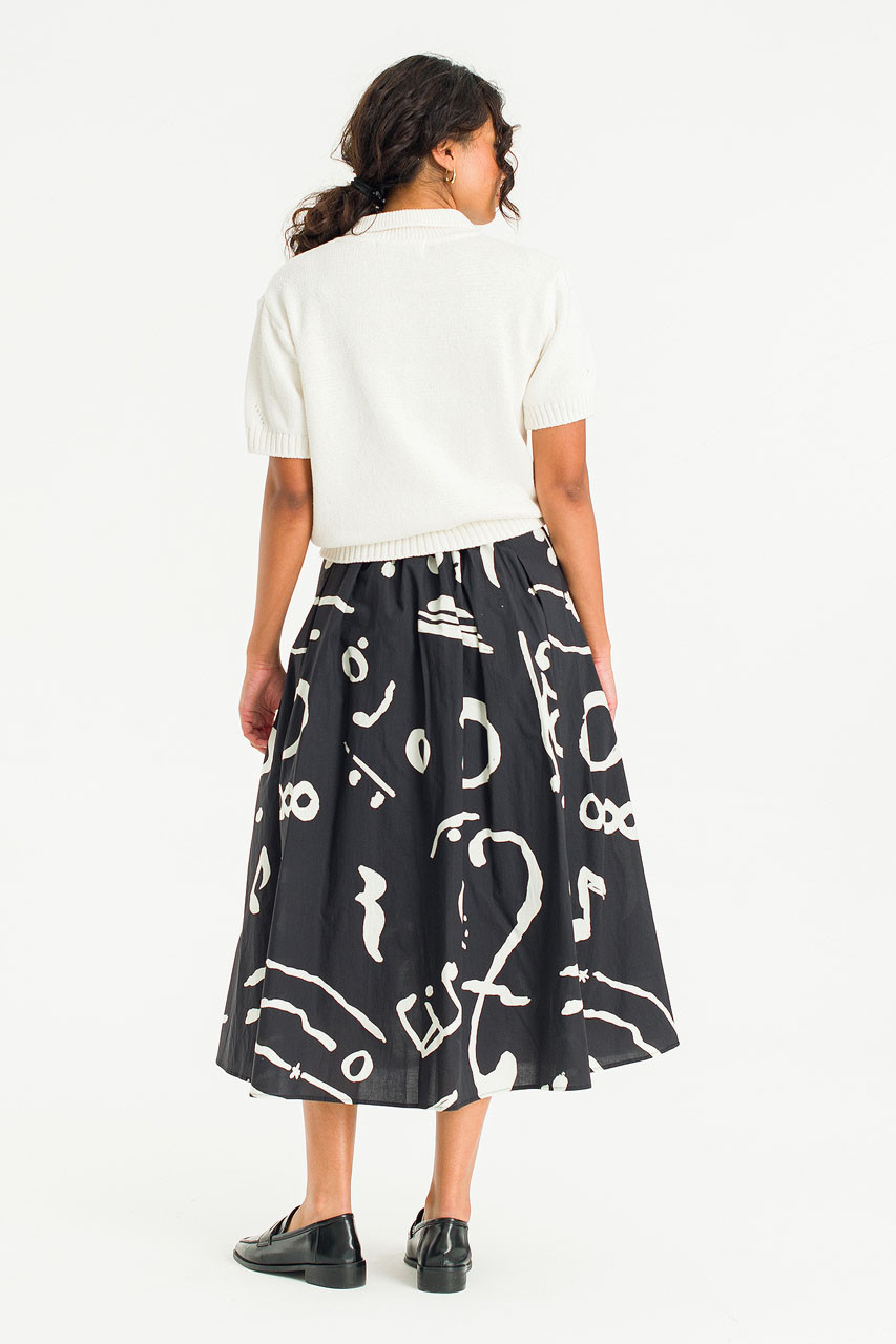 Ochre Script Skirt, Black