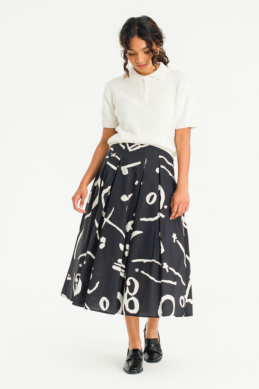 Ochre Script Skirt, Black