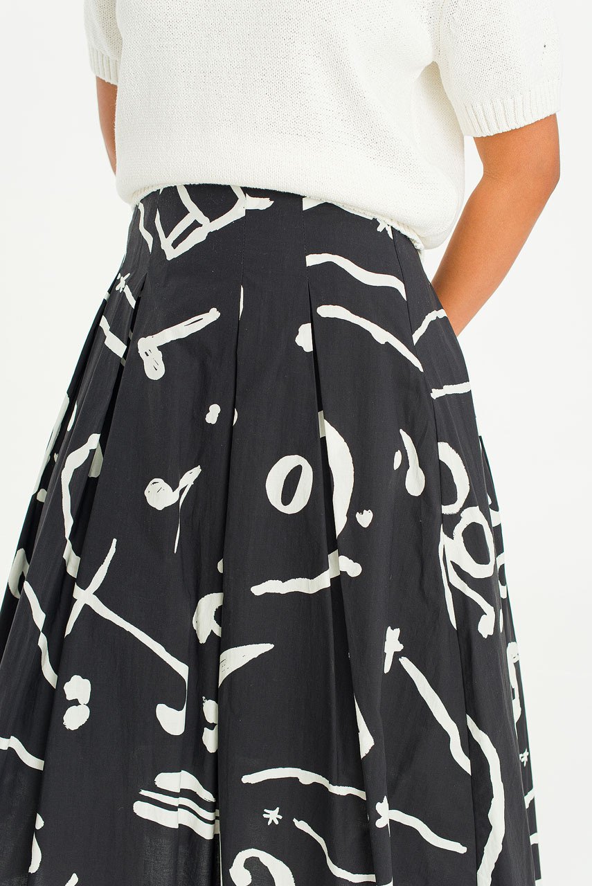 Ochre Script Skirt, Black