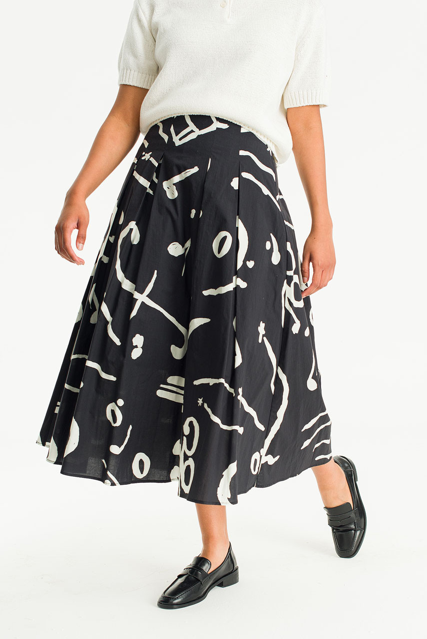 Ochre Script Skirt, Black