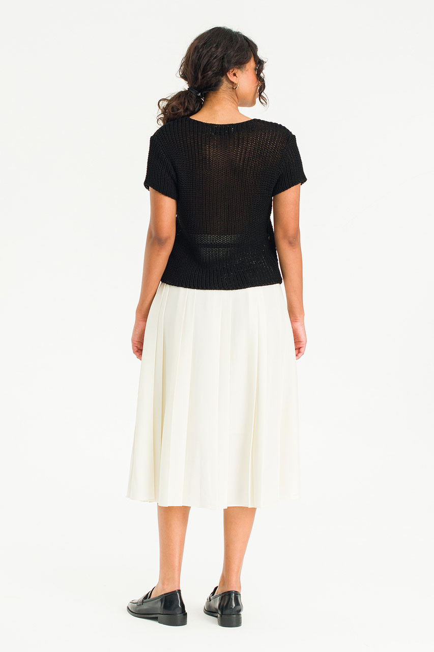 Serif Pleated Skirt, Ivory
