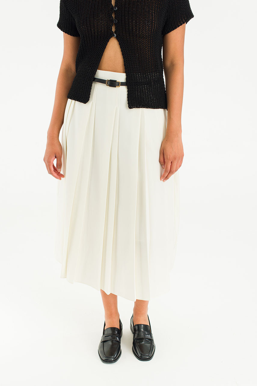 Serif Pleated Skirt, Ivory