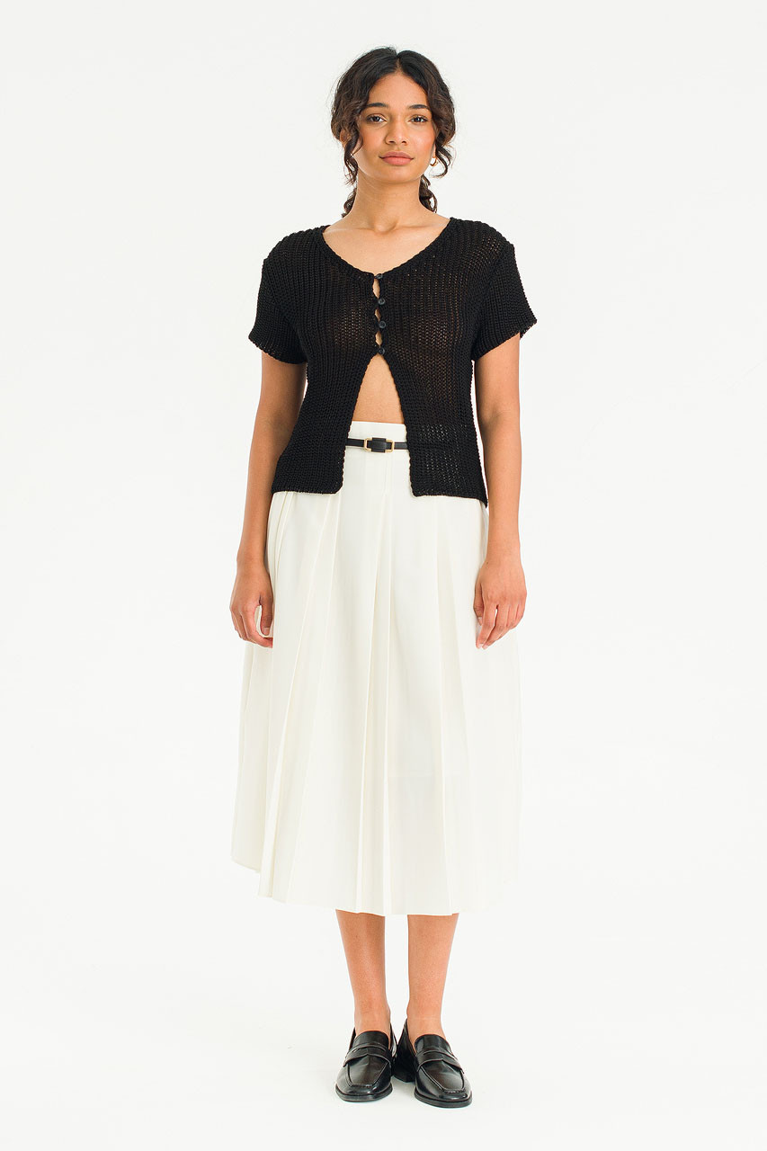 Serif Pleated Skirt, Ivory