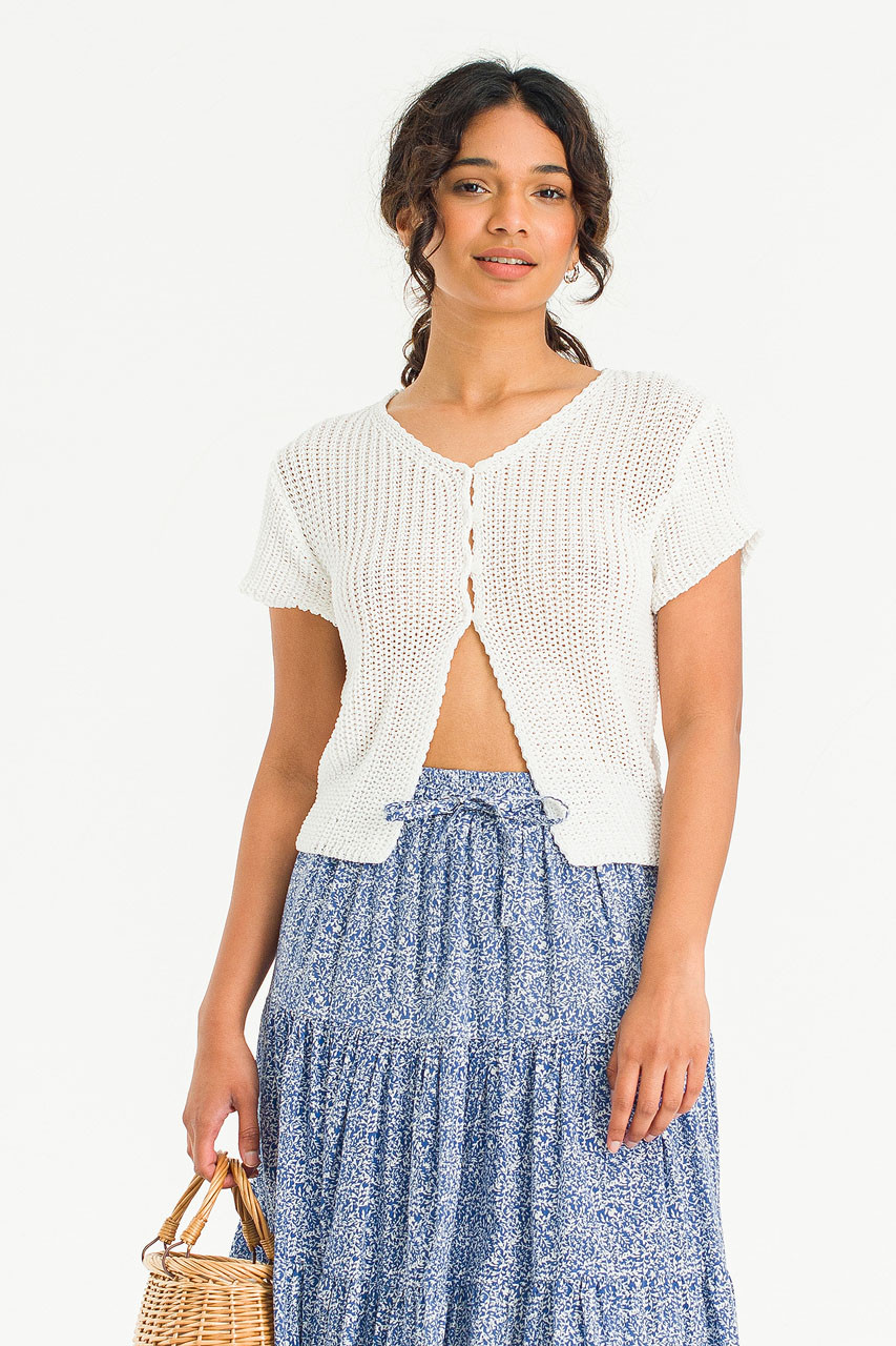 Cote Crop Cardigan, Ivory