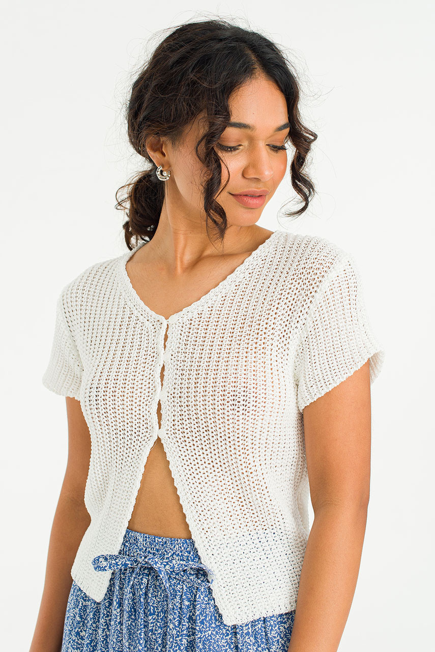 Cote Crop Cardigan, Ivory