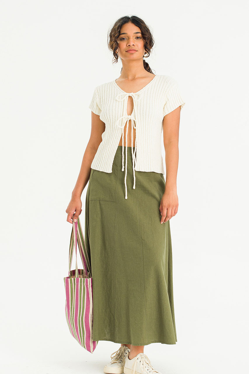 Ribbonette Knit Cardigan, Ivory