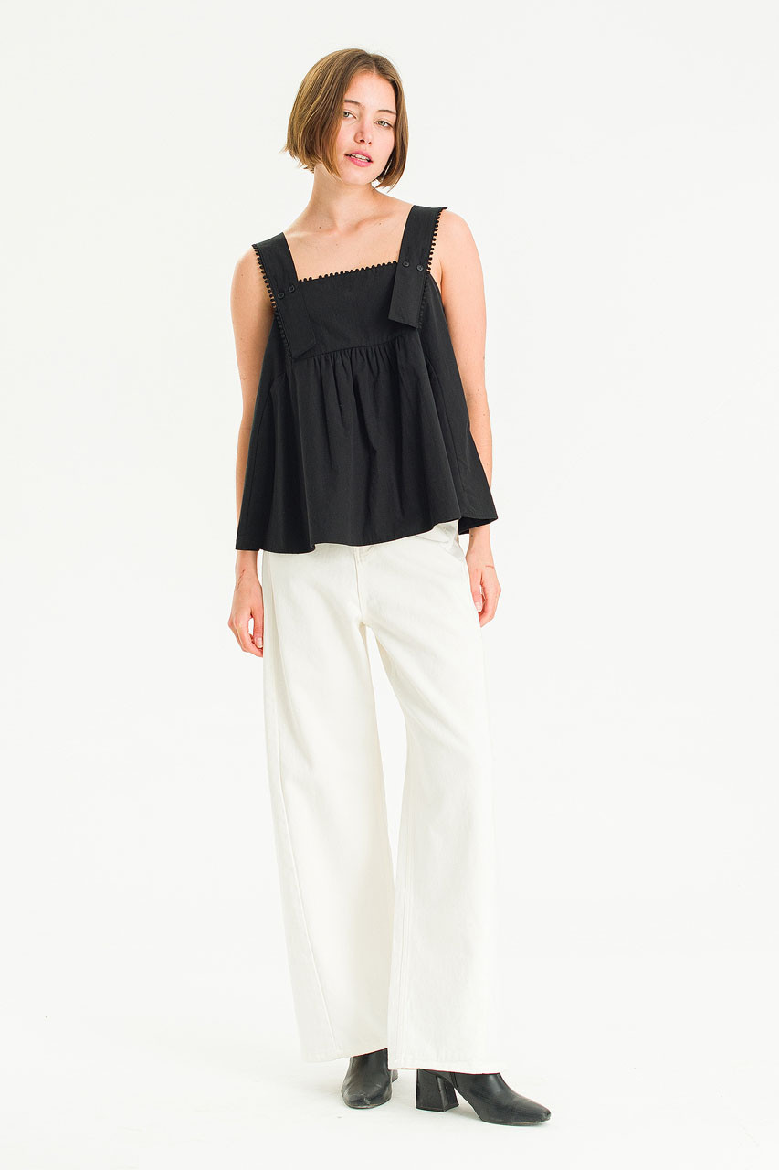 Pomette Sleeveless Top, Black