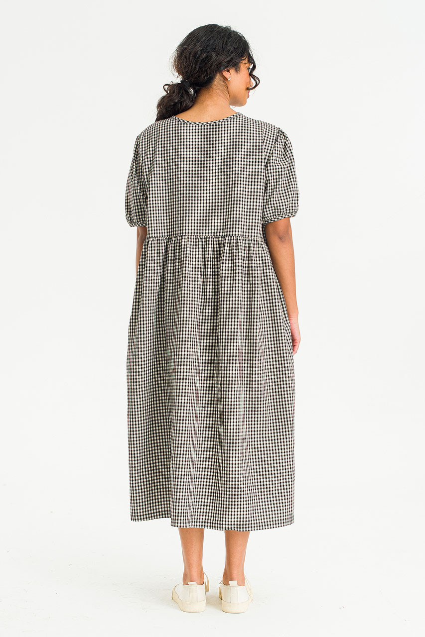 Faye Ribbon Puff Sleeve Dress, Gingham