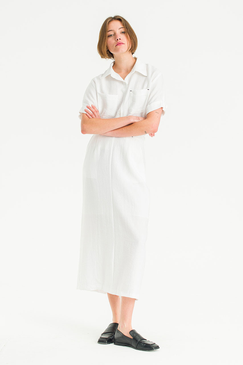 Crimp Line Skirt, White