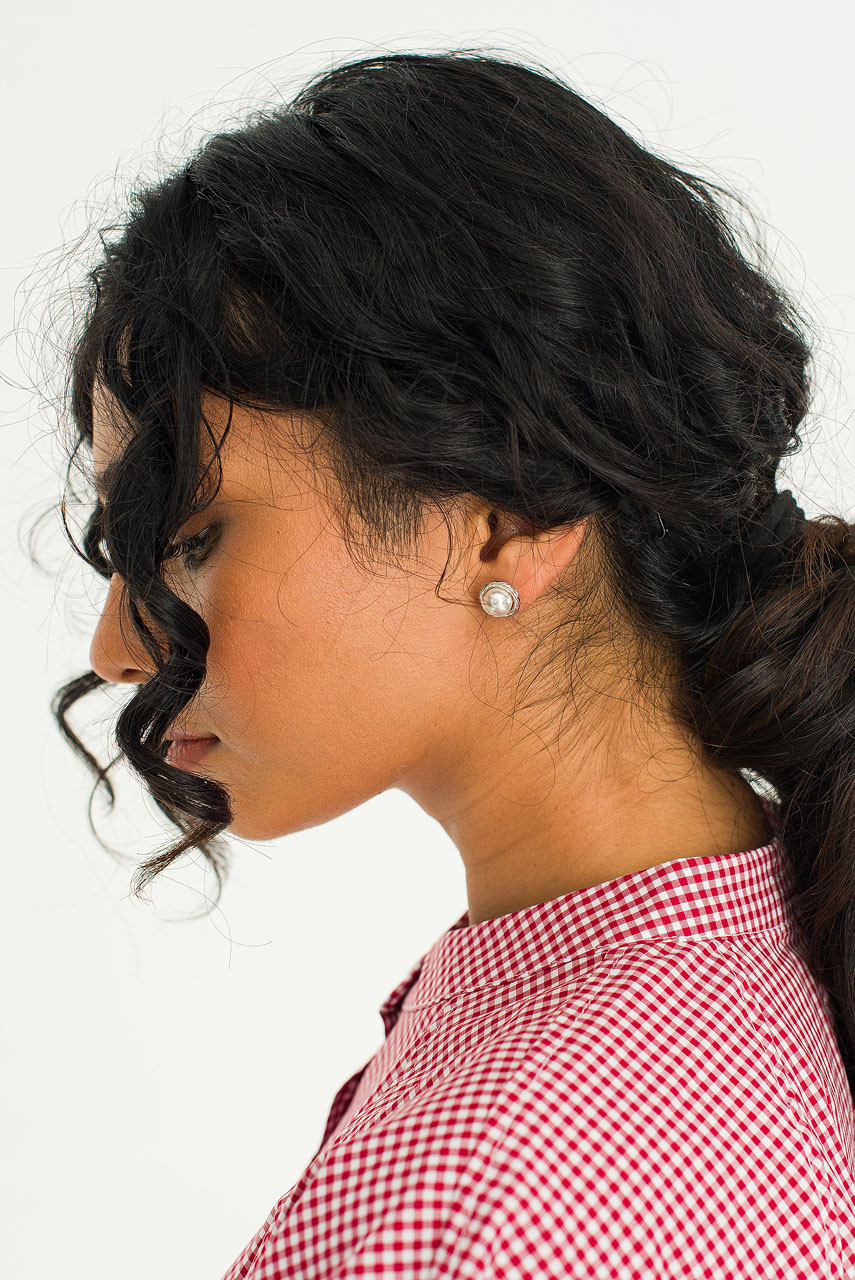 Ceci Pearl Studs, Silver