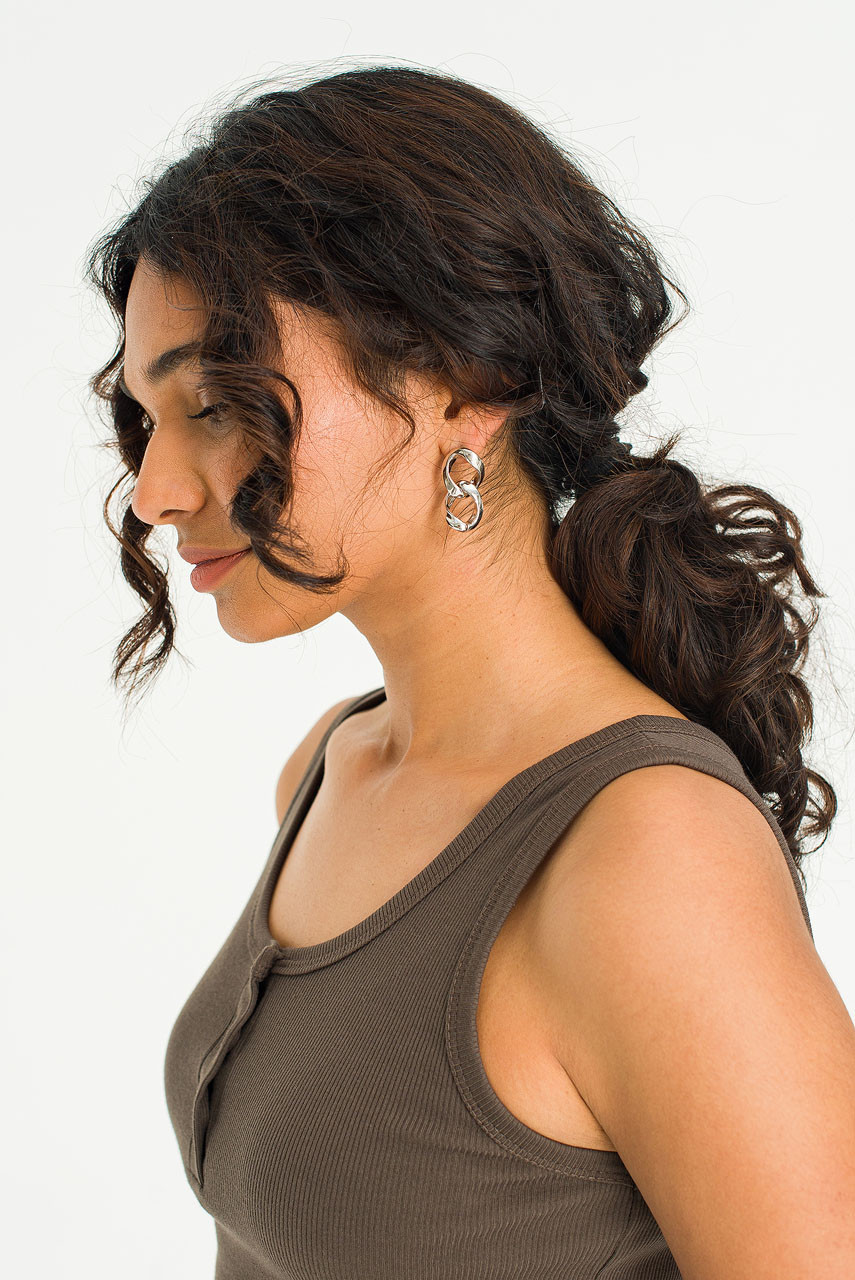 Cherry Chain Earrings, Silver