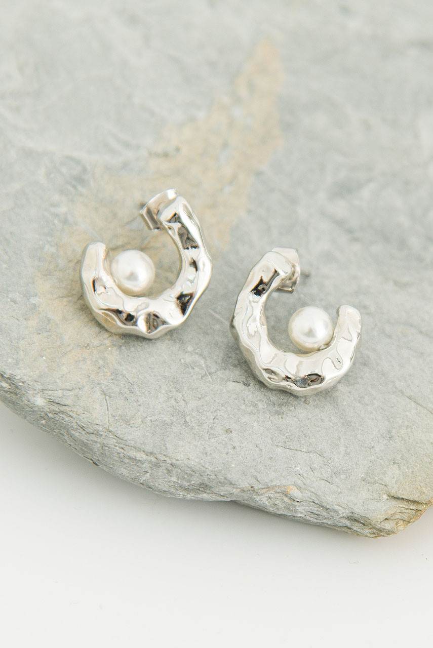Elise Pearl Earrings, Silver