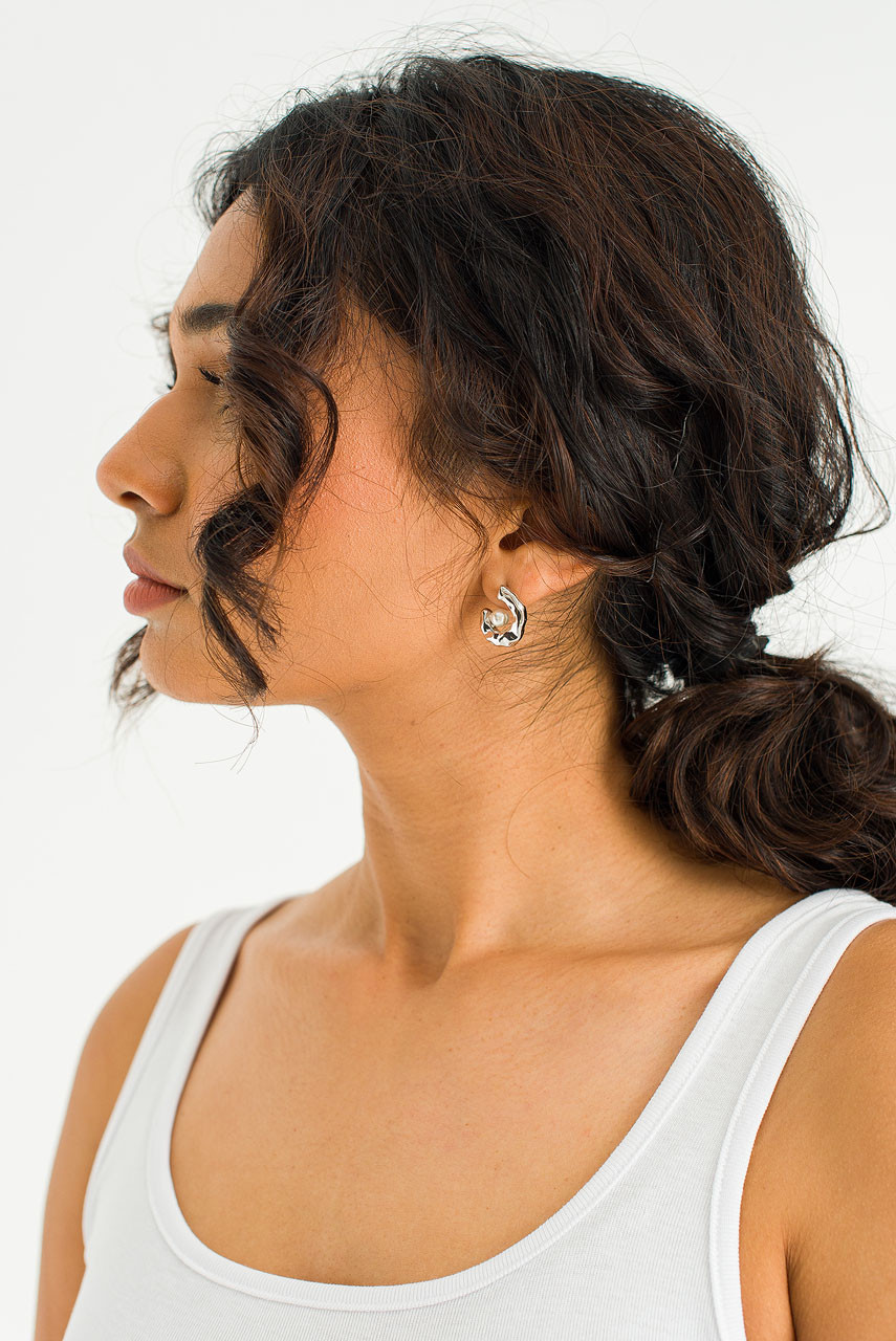 Elise Pearl Earrings, Silver