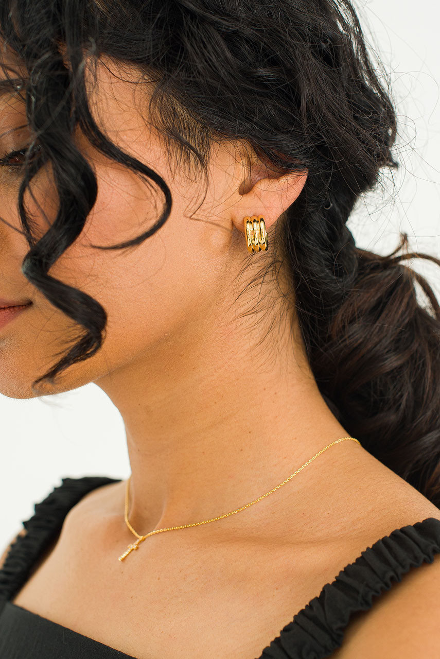 Simple Line Hoop Earrings, Gold