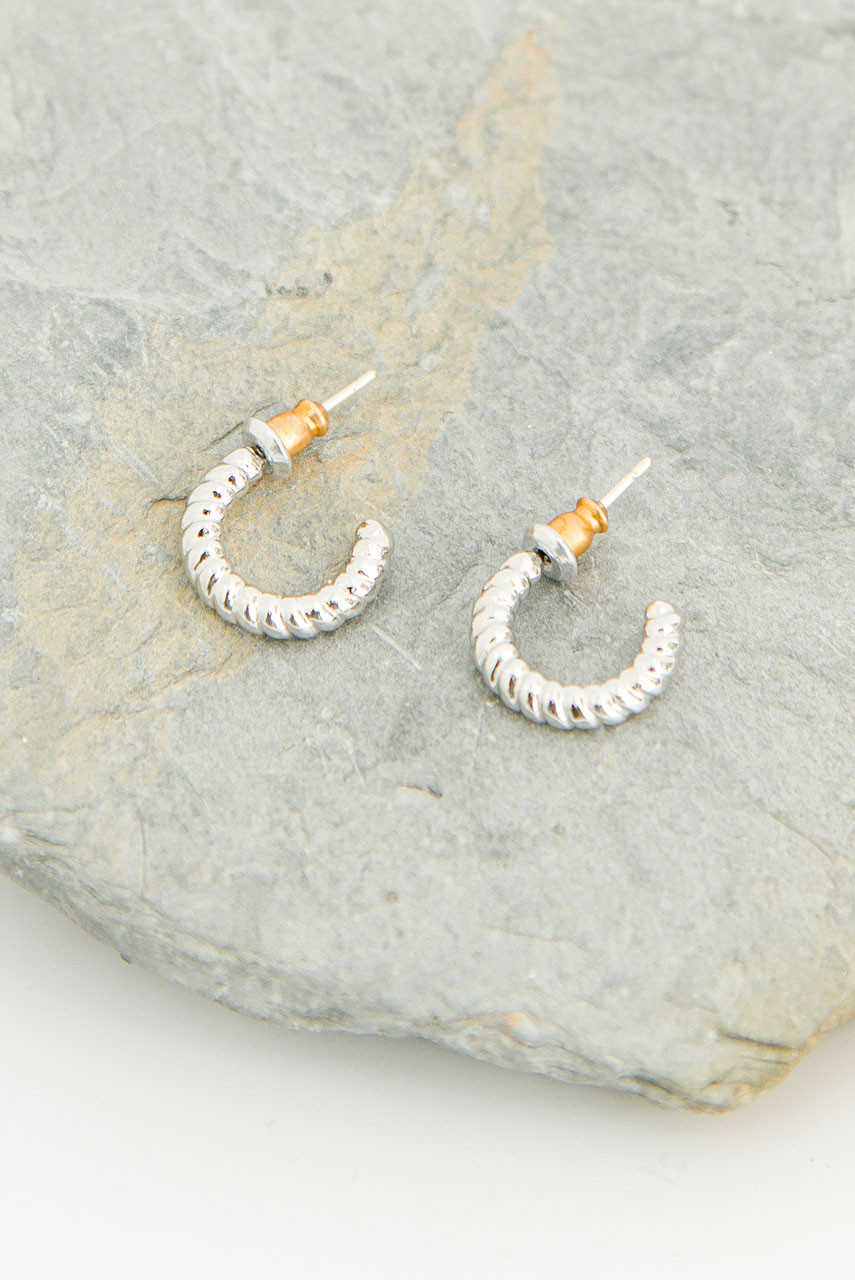 Soma Mini Hoop Earrings, Silver