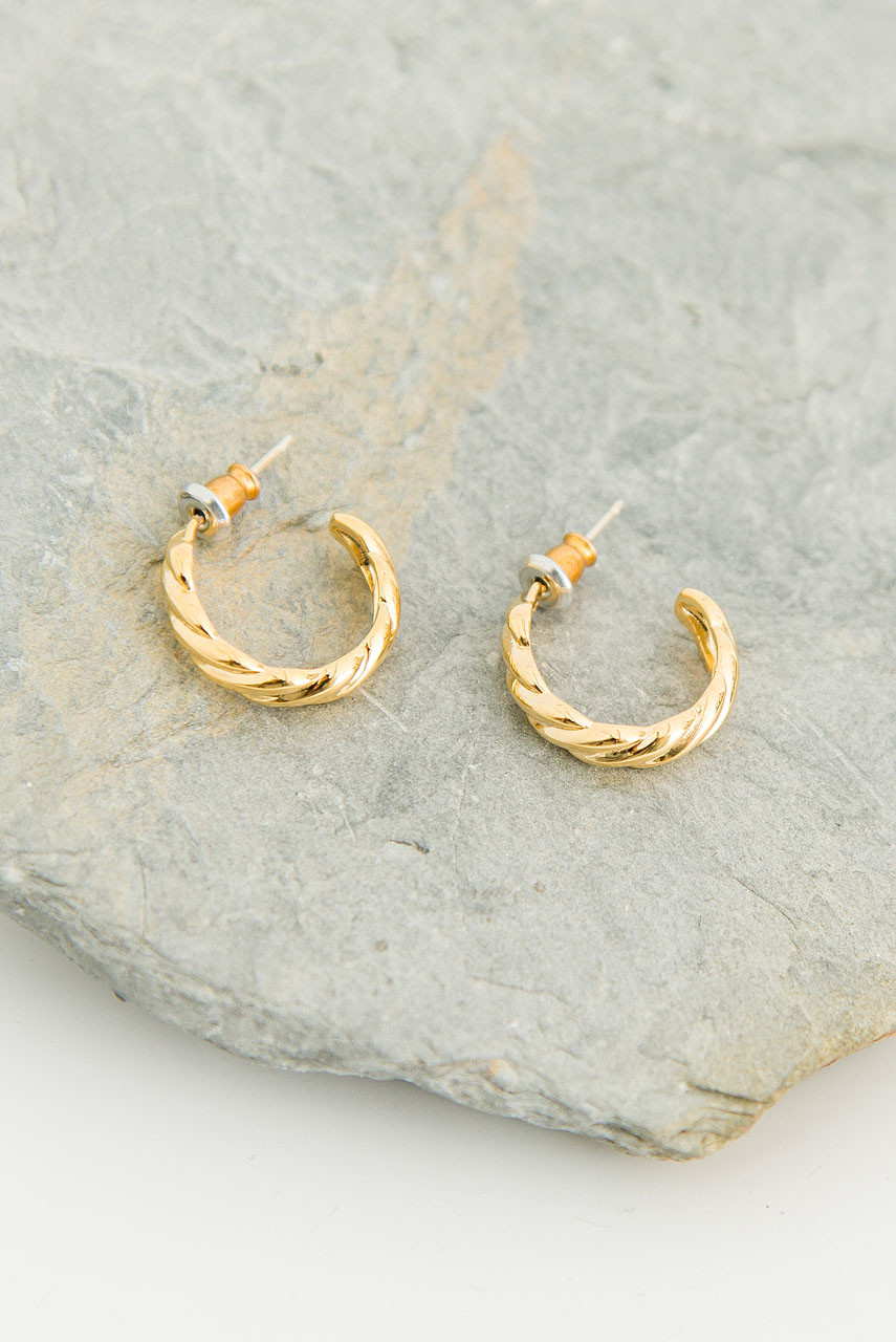Terra Plait Hoop Earrings, Gold