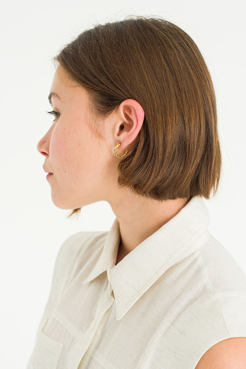 Terra Plait Hoop Earrings, Gold