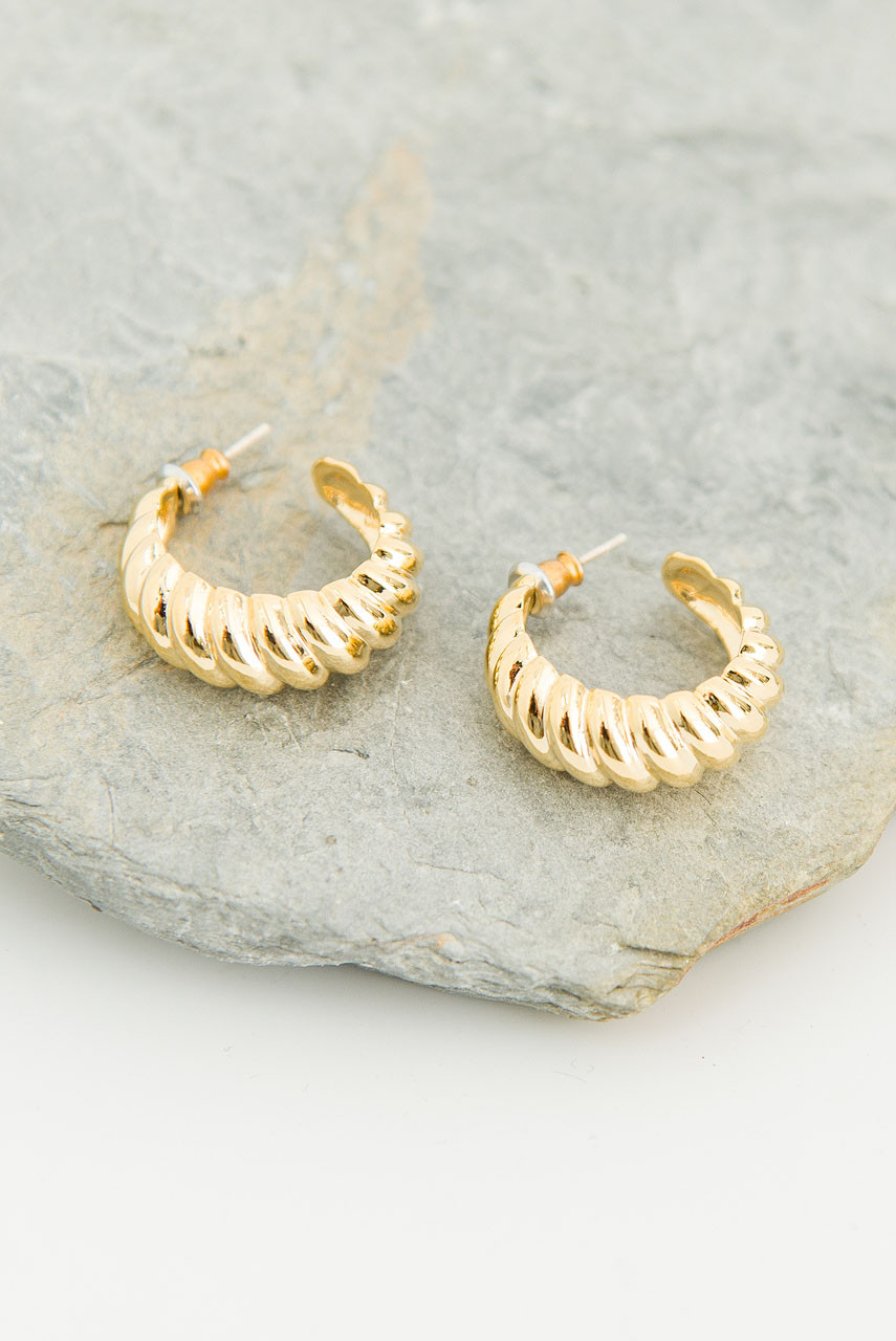 Terra Plait Chunky Hoop Earrings, Gold