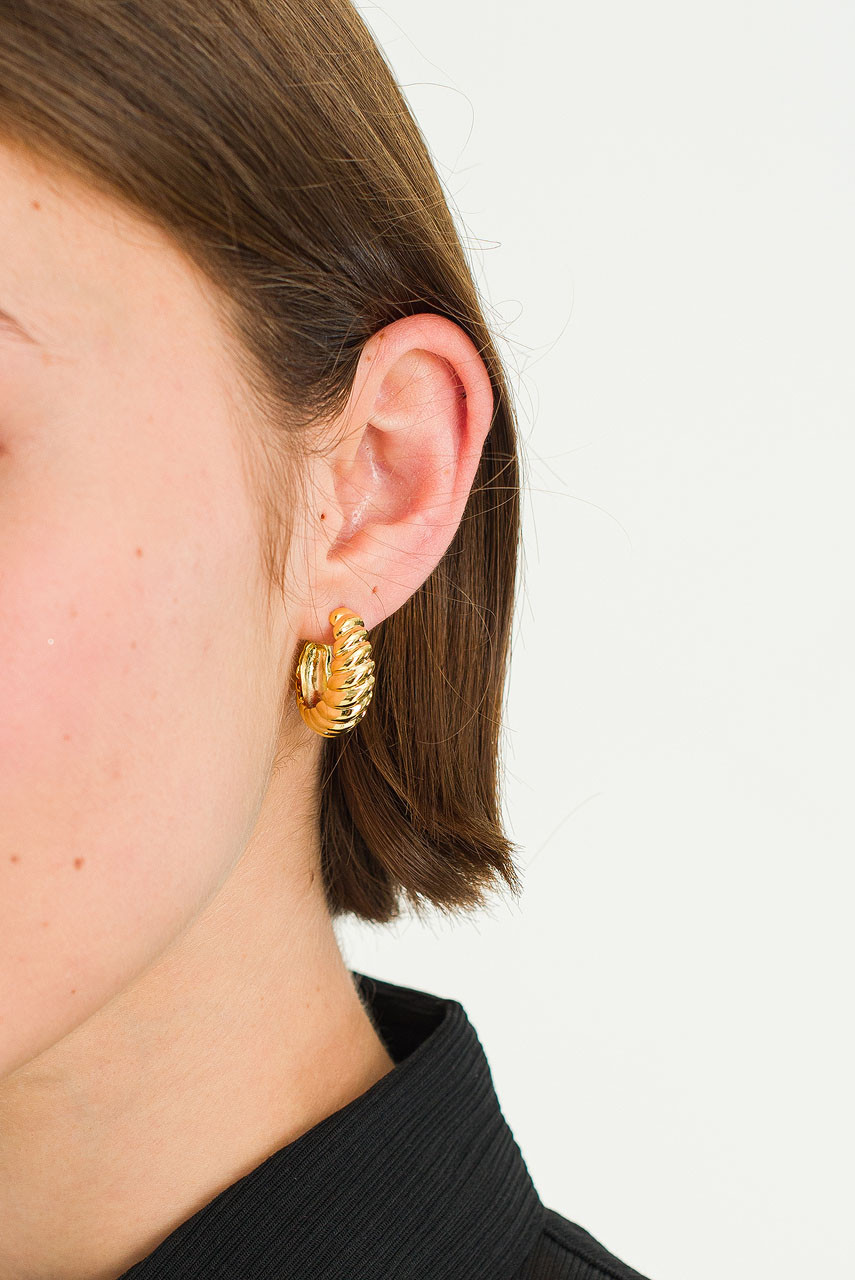 Terra Plait Chunky Hoop Earrings, Gold