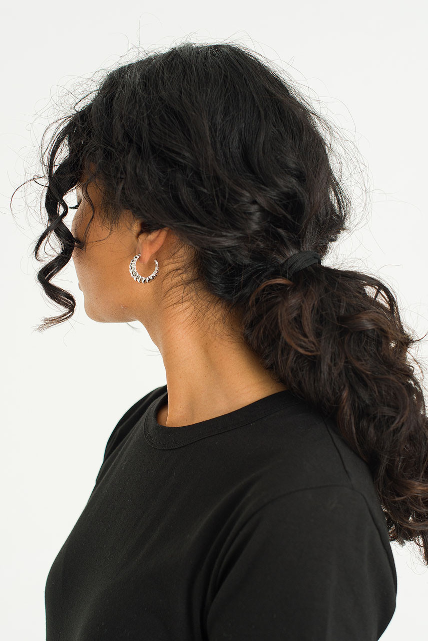 Terra Plait Chunky Hoop Earrings, Silver