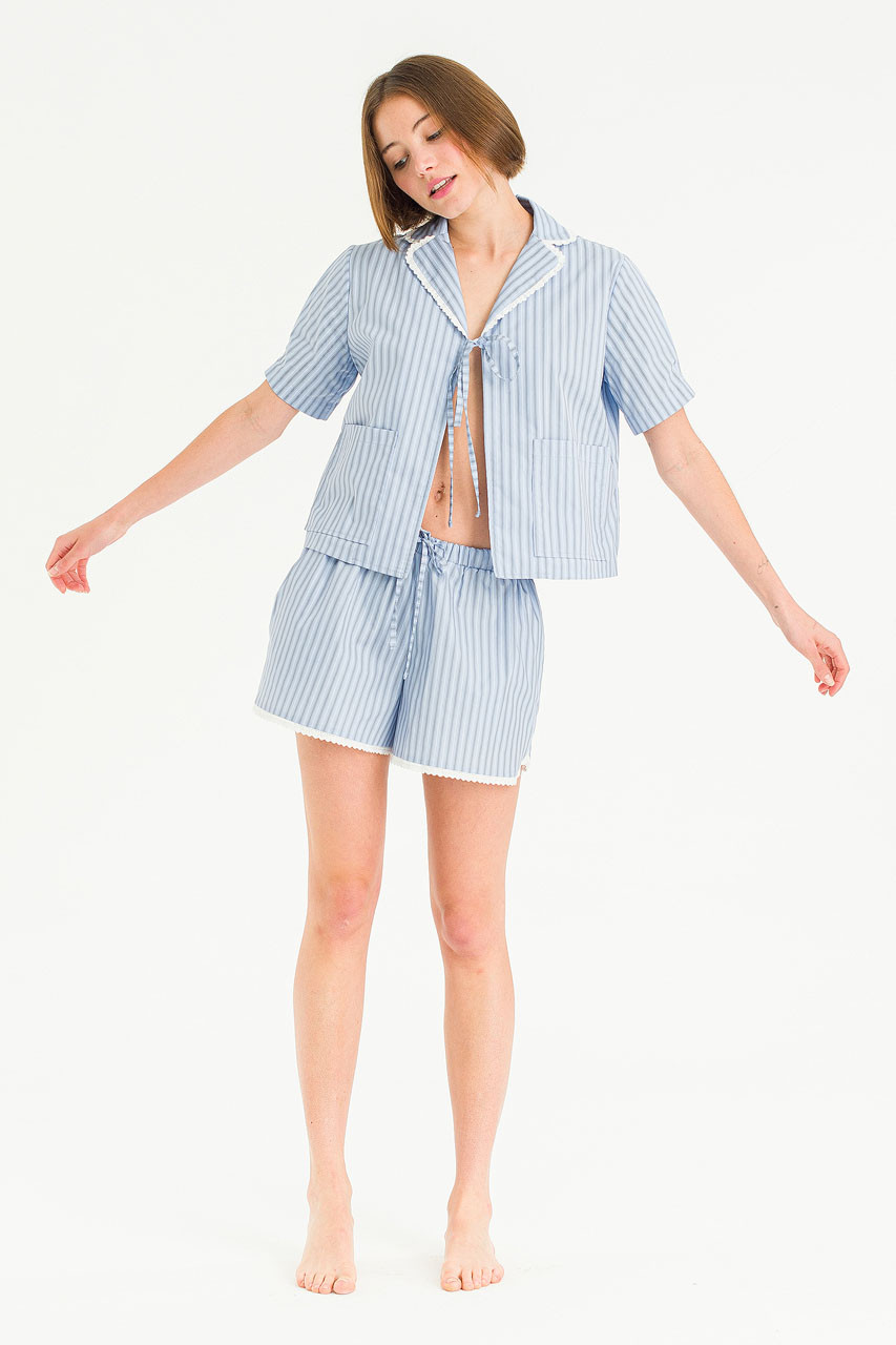 Ribbon Sailor Pj Set, Blue