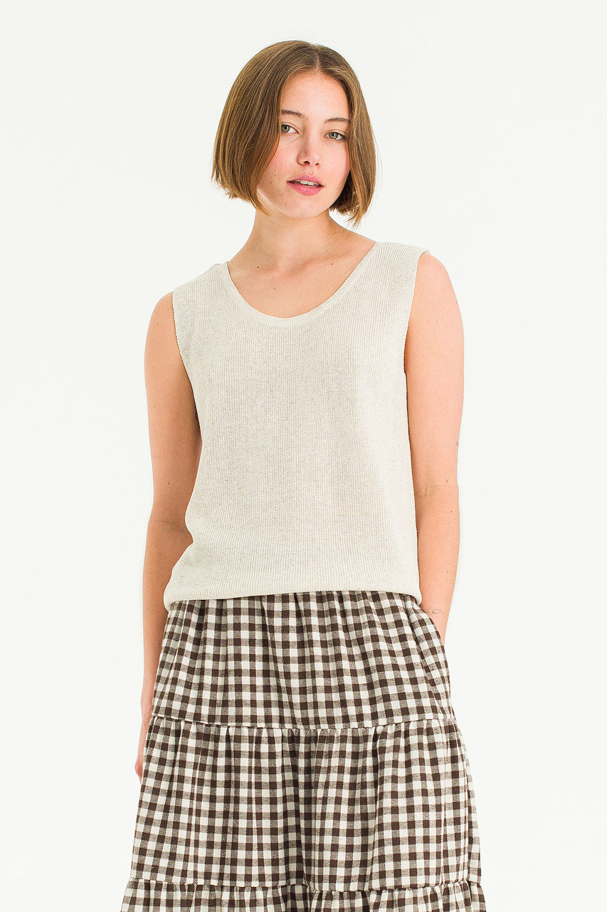 Summer Knit U neck Tank, Oat