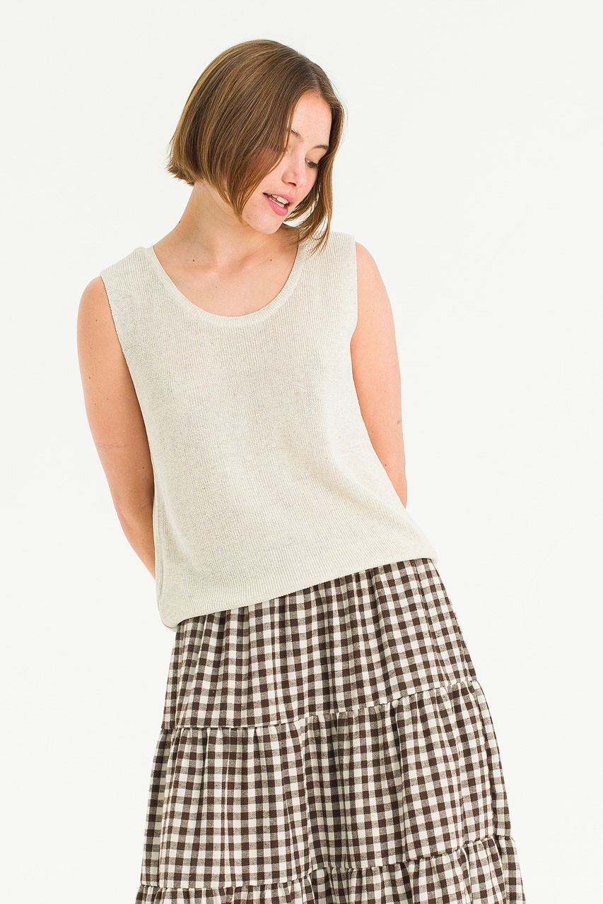 Summer Knit U neck Tank, Oat