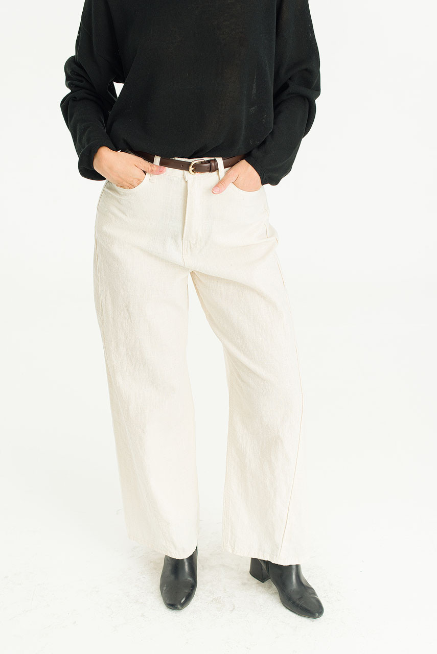 Cloudy Curve Linen Pants, Oat