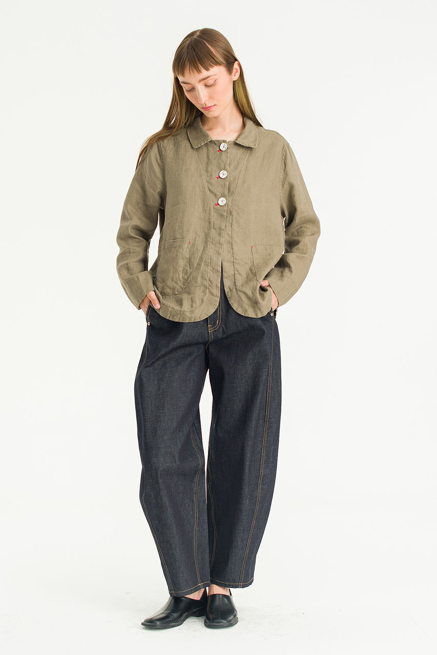 Auburn Linen Button Jacket, Light Khaki