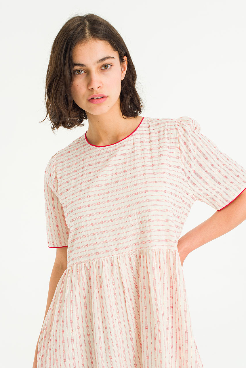 Jardin Trim Dress, Red