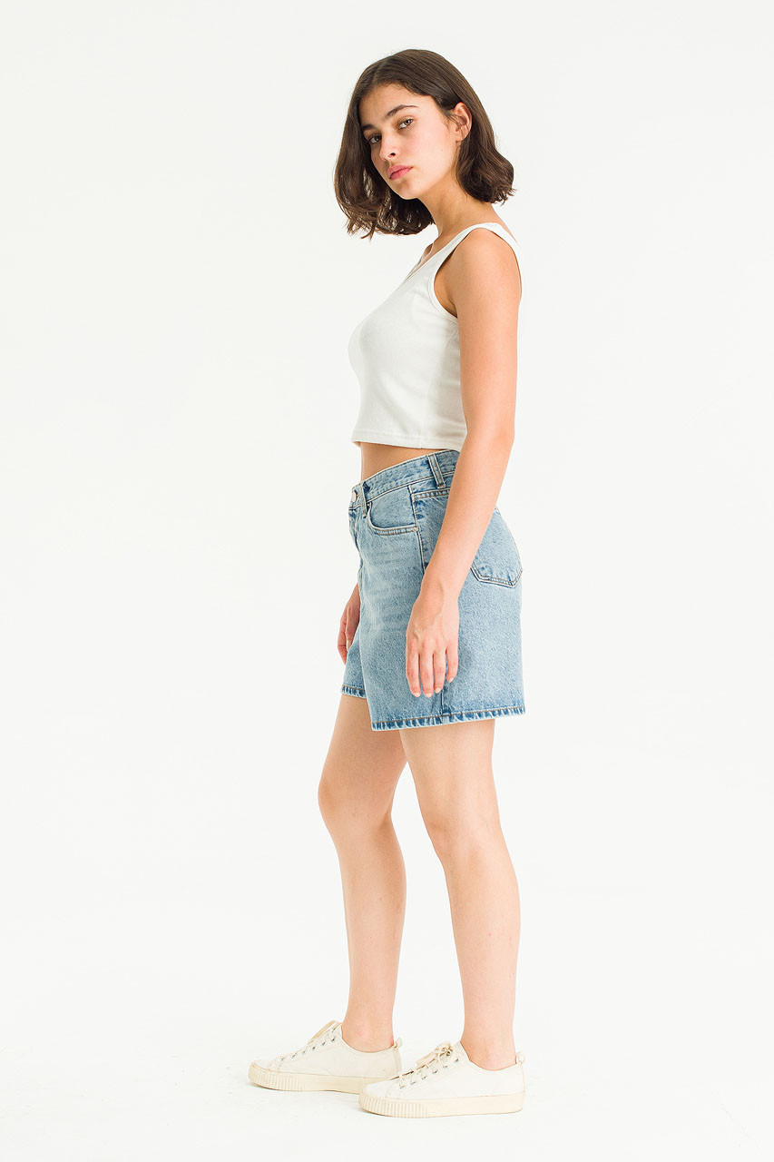 Outline Denim Shorts, Light Blue