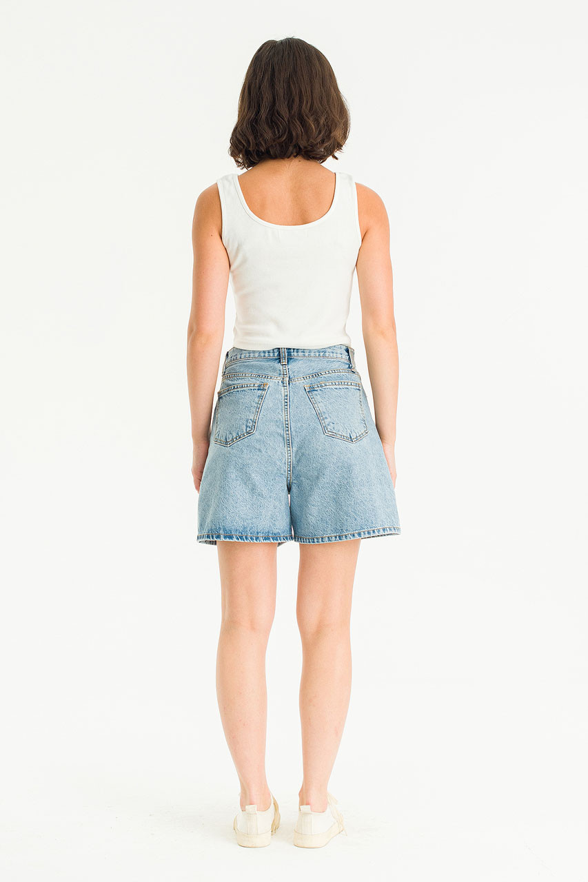 Outline Denim Shorts, Light Blue