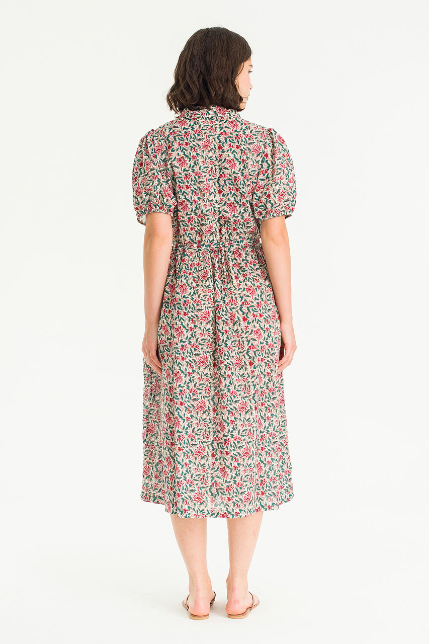 Garden Flower Camp Collar Dress, Ivory
