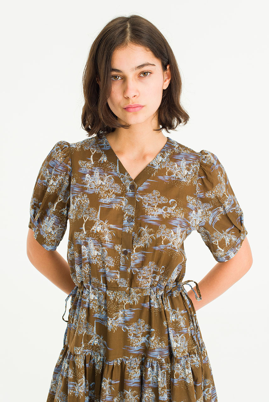 Wild Flower Mid Dress, Brown