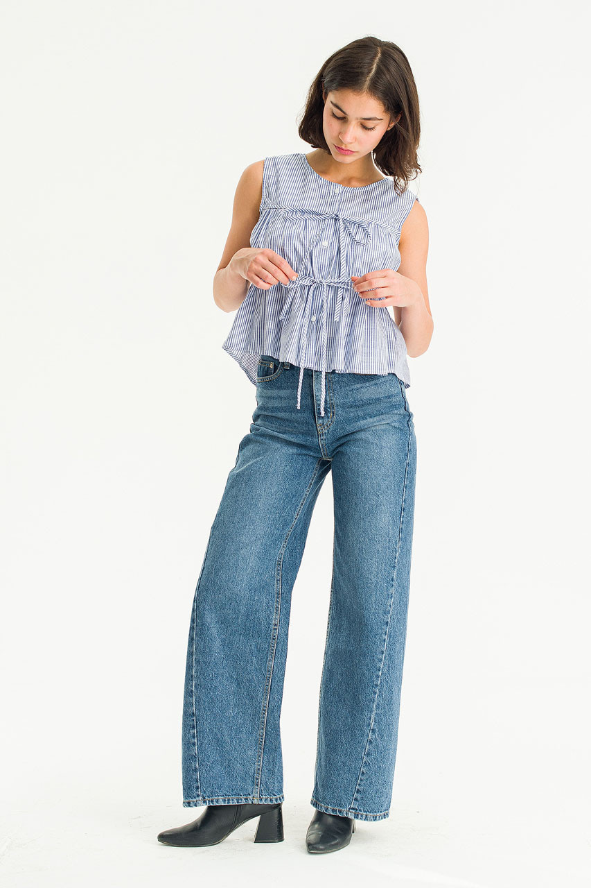 Sydney Stripe Sleeveless Top, Navy