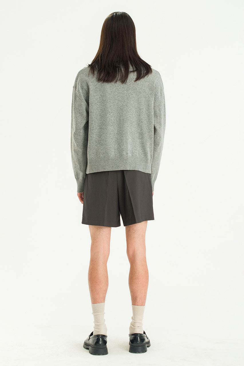 Menswear | Round-Neck Cropped Cardigan, Grey