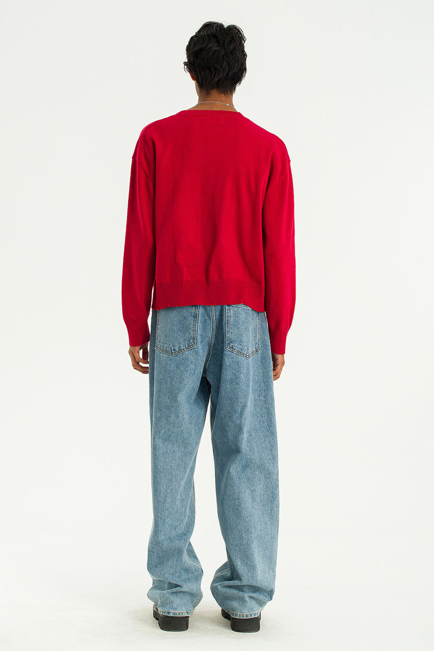 Menswear | Round-Neck Cardigan, Red