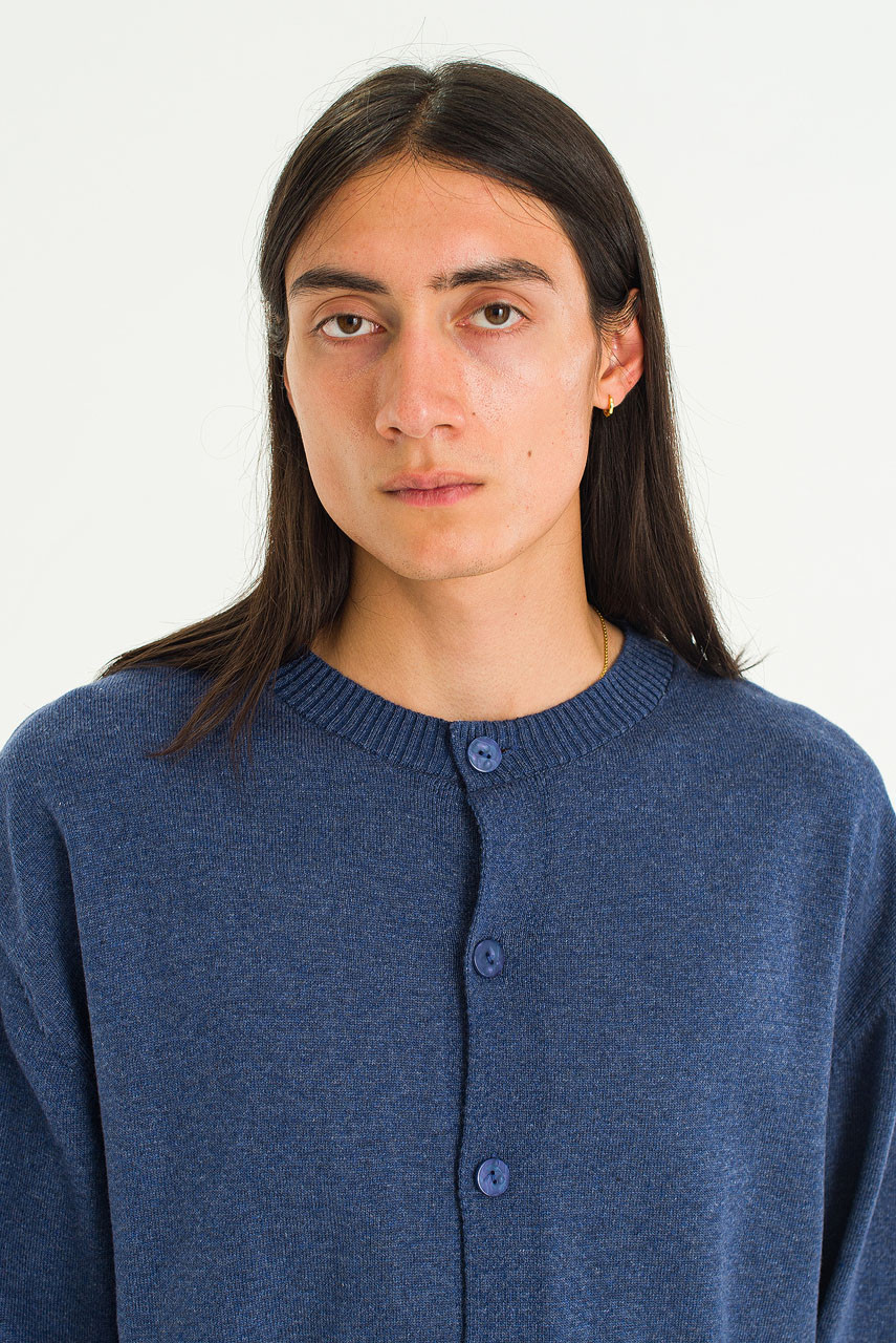 Menswear | Round-Neck Cardigan, Blue