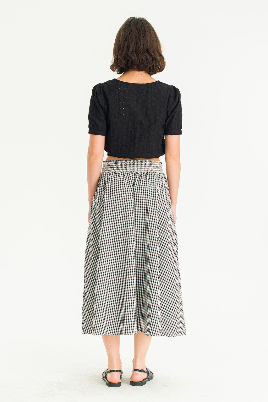 Pique Peony Top, Black