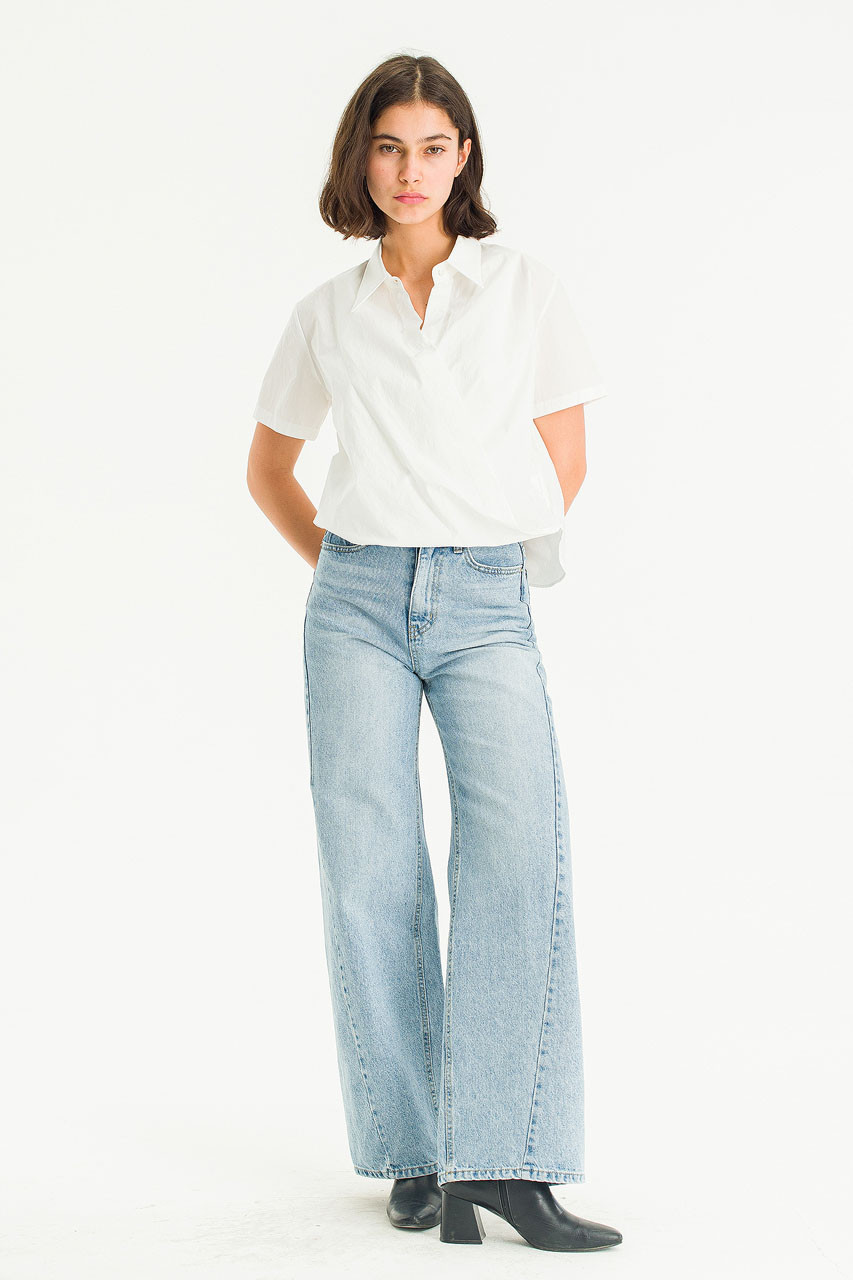 Plane Wrap Blouse, Ivory