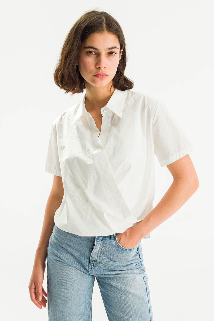 Plane Wrap Blouse, Ivory