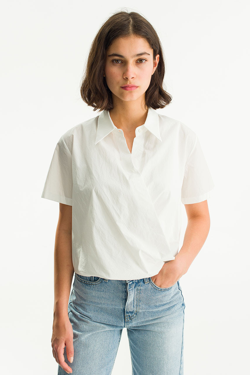 Plane Wrap Blouse, Ivory