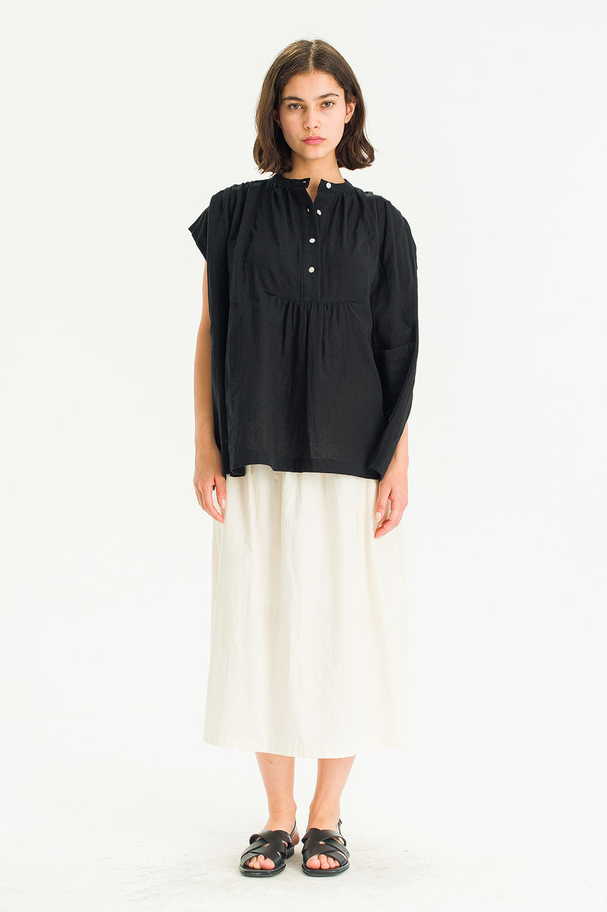 Moon Boxy Cotton Blouse, Black