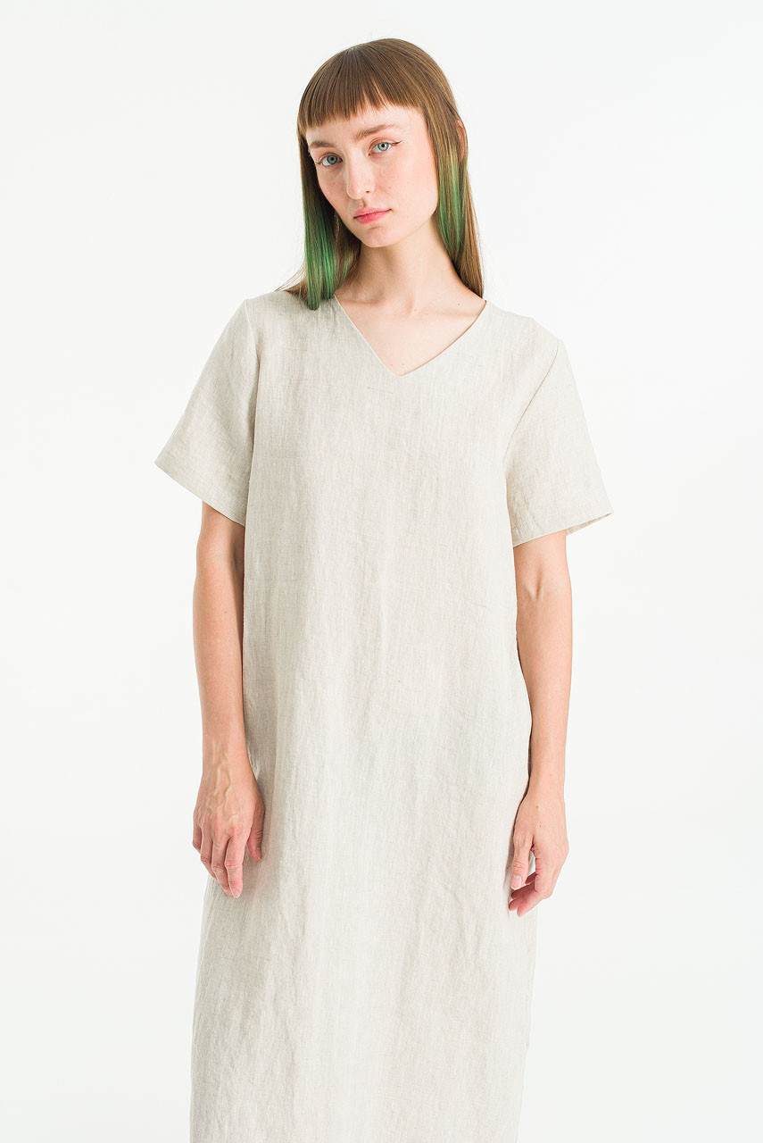 Mille Natural Linen Dress, Oat