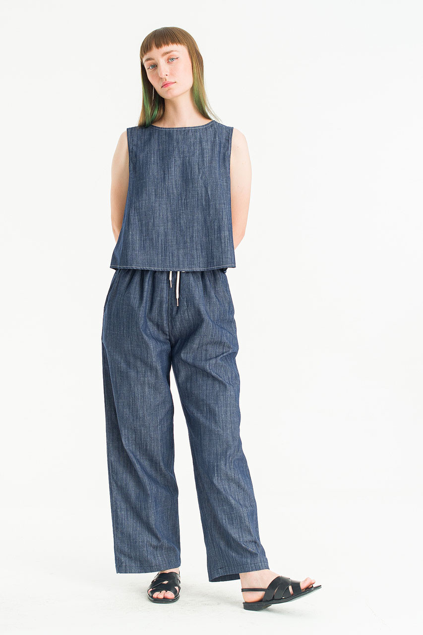 Linea Slit Back Top, Indigo