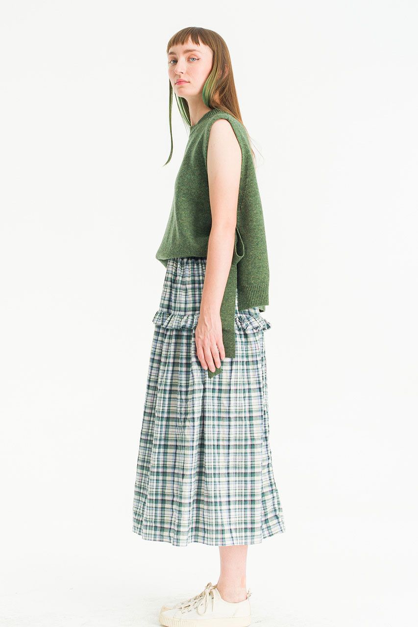 Marinettetired Check Skirt, Blue/Green