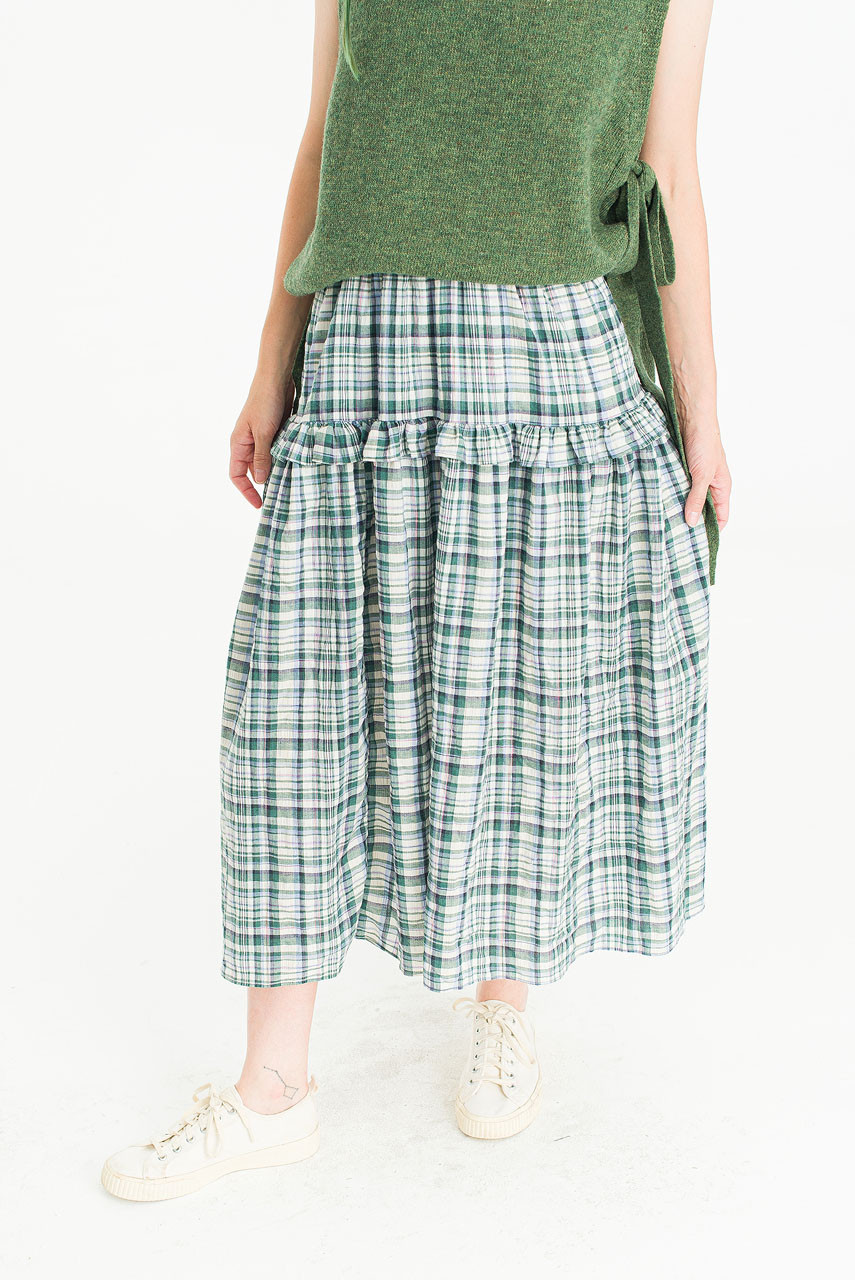 Marinettetired Check Skirt, Blue/Green