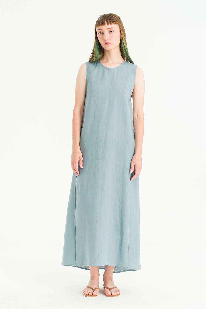 Moon Slit Back Sleeless Dress, Blue