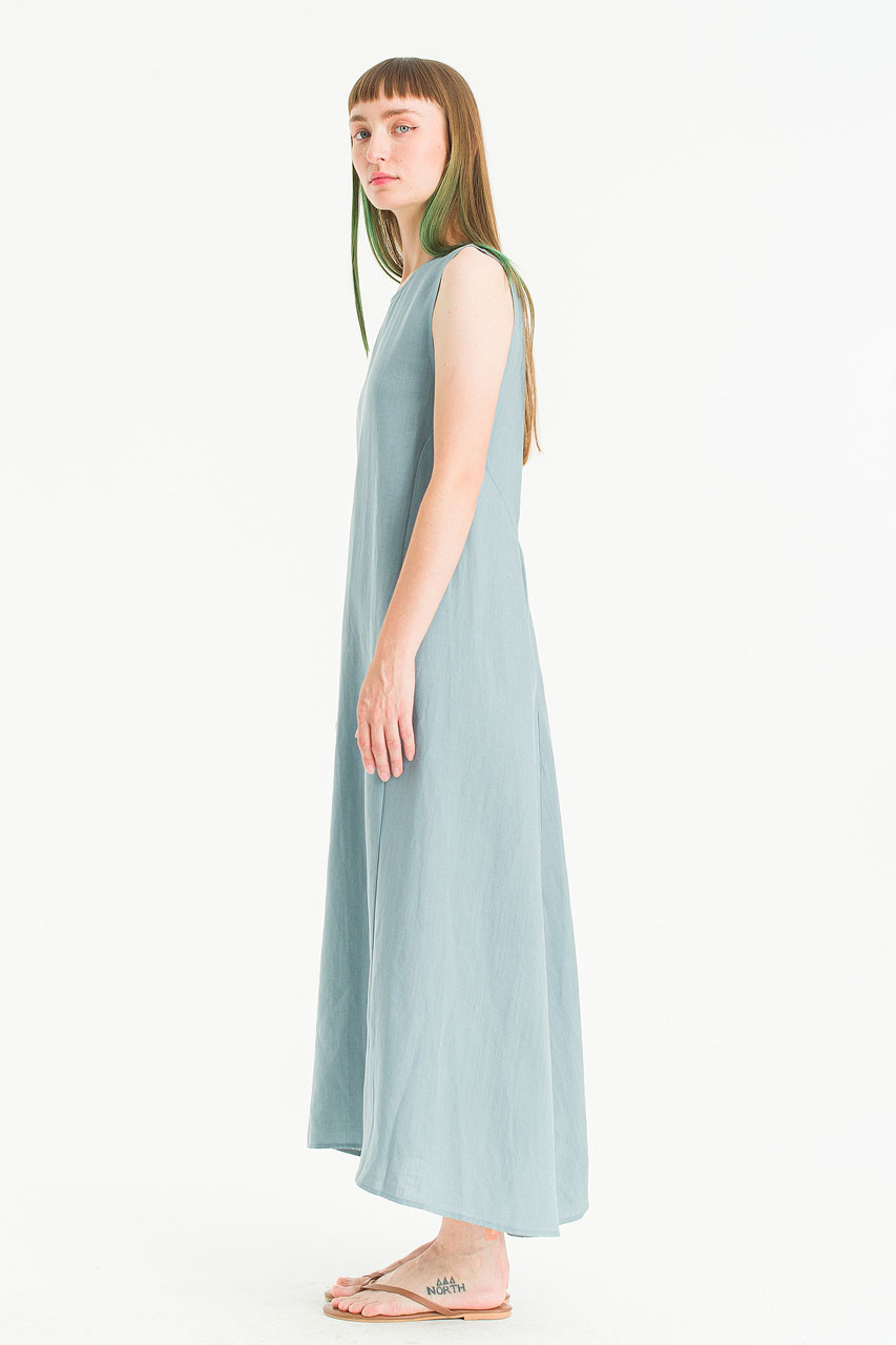 Moon Slit Back Sleeless Dress, Blue