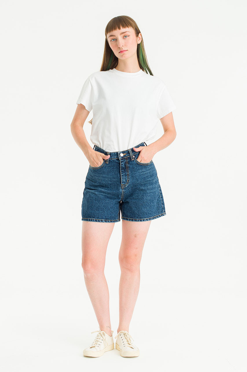 Outline Denim Shorts, Mid Blue